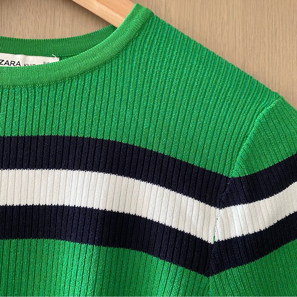 Zara green striped knit top - Picture 3 of 6